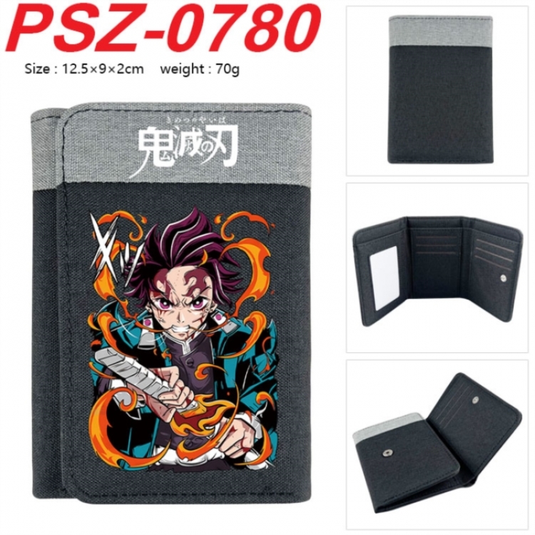 Demon Slayer Kimets Anime color blocked three fold concealed wallet 12.5X9X2CM 70G