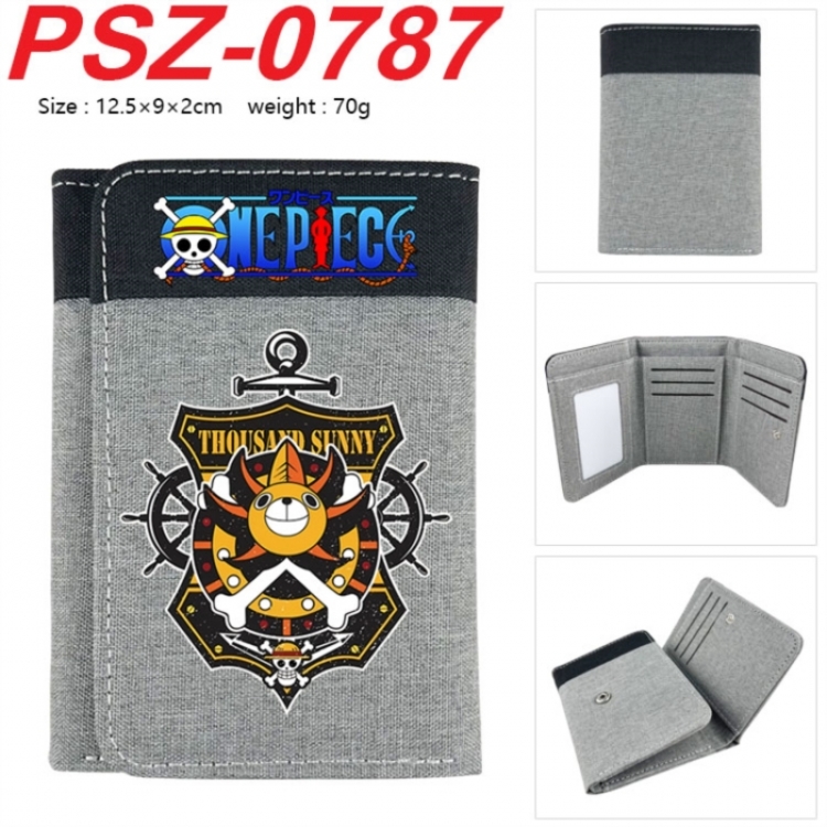 One Piece Anime color blocked three fold concealed wallet 12.5X9X2CM 70G