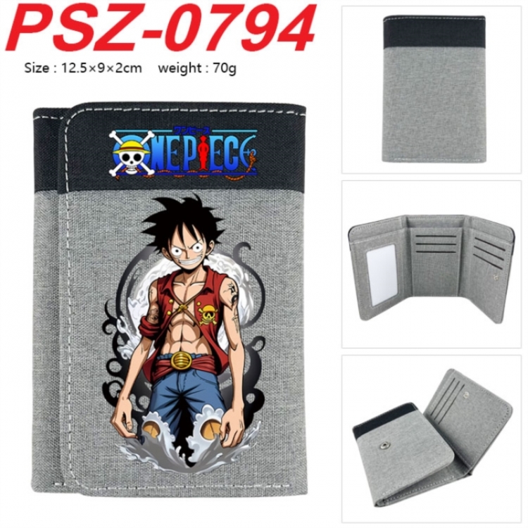 One Piece Anime color blocked three fold concealed wallet 12.5X9X2CM 70G
