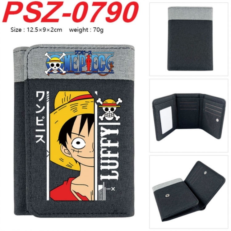 One Piece Anime color blocked three fold concealed wallet 12.5X9X2CM 70G