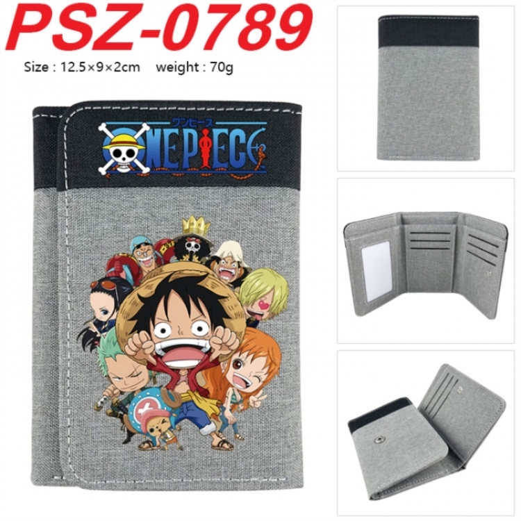 One Piece Anime color blocked three fold concealed wallet 12.5X9X2CM 70G