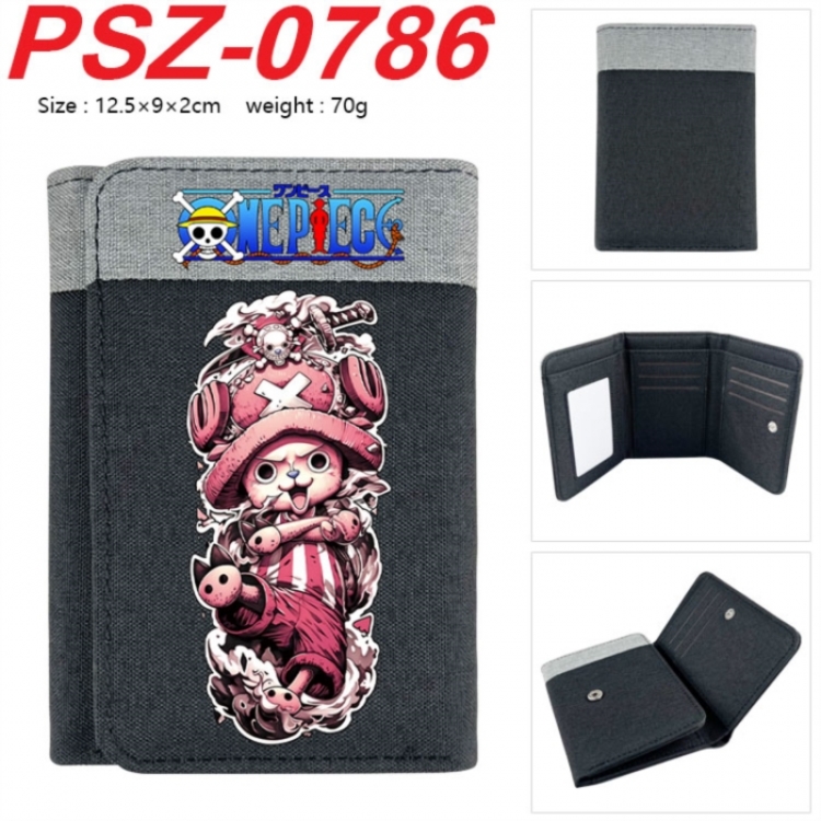 One Piece Anime color blocked three fold concealed wallet 12.5X9X2CM 70G