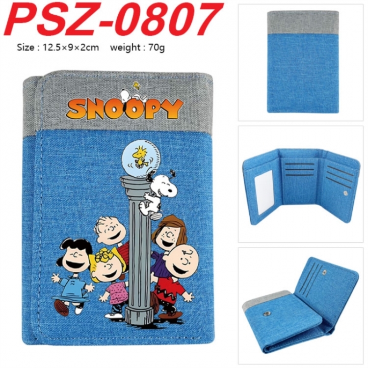 snoopy Anime color blocked three fold concealed wallet 12.5X9X2CM 70G