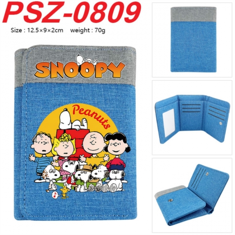 snoopy Anime color blocked three fold concealed wallet 12.5X9X2CM 70G