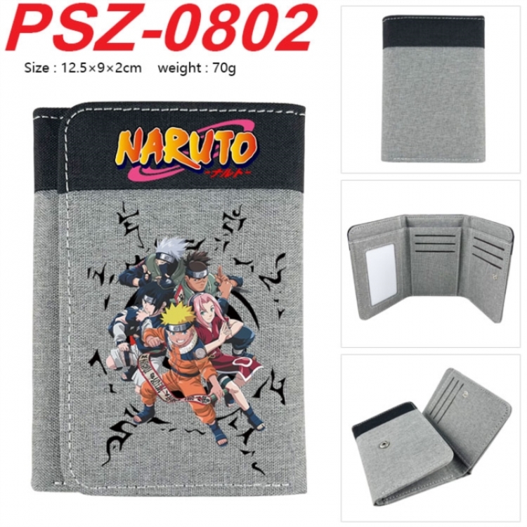 Naruto Anime color blocked three fold concealed wallet 12.5X9X2CM 70G