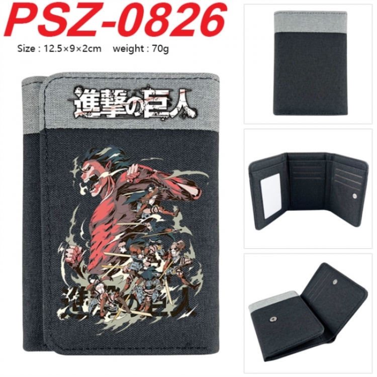 Shingeki no Kyojin Anime color blocked three fold concealed wallet 12.5X9X2CM 70G