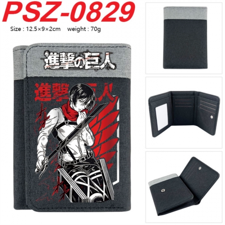 Shingeki no Kyojin Anime color blocked three fold concealed wallet 12.5X9X2CM 70G