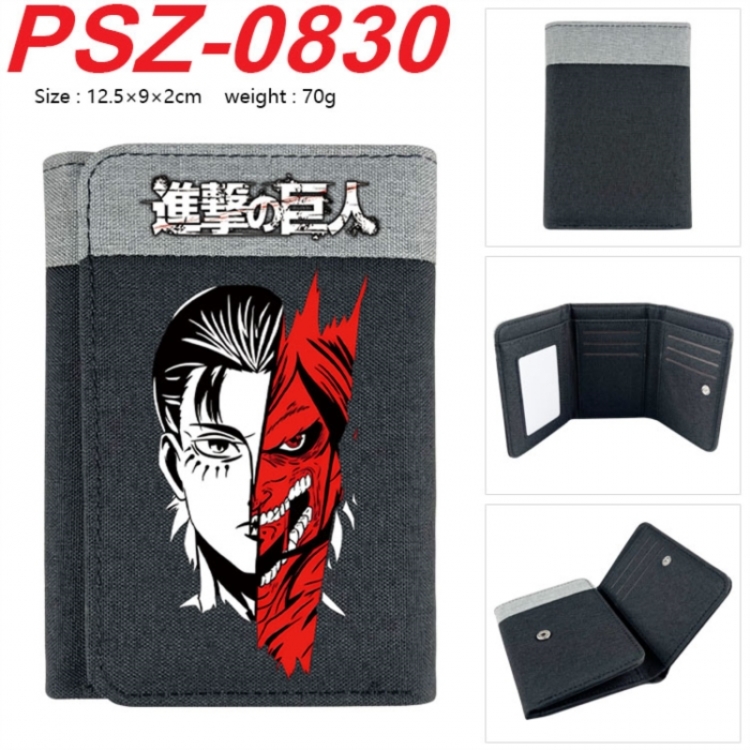 Shingeki no Kyojin Anime color blocked three fold concealed wallet 12.5X9X2CM 70G