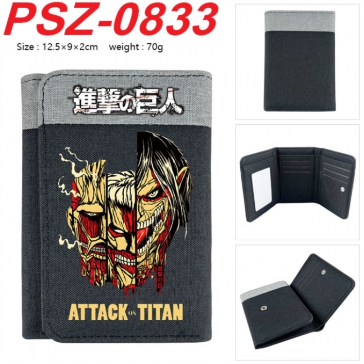 Shingeki no Kyojin Anime color blocked three fold concealed wallet 12.5X9X2CM 70G