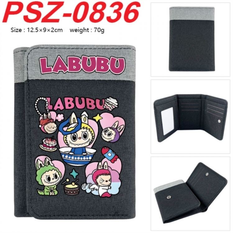 Labubu Anime color blocked three fold concealed wallet 12.5X9X2CM 70G