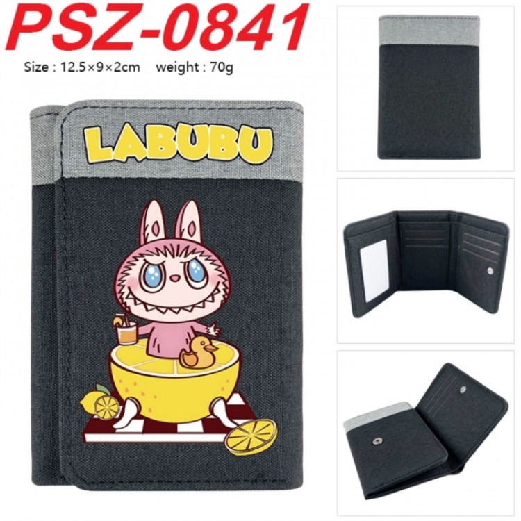 Labubu Anime color blocked three fold concealed wallet 12.5X9X2CM 70G