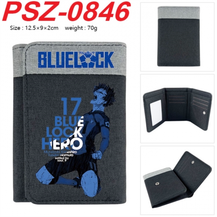 BLUE LOCK Anime color blocked three fold concealed wallet 12.5X9X2CM 70G
