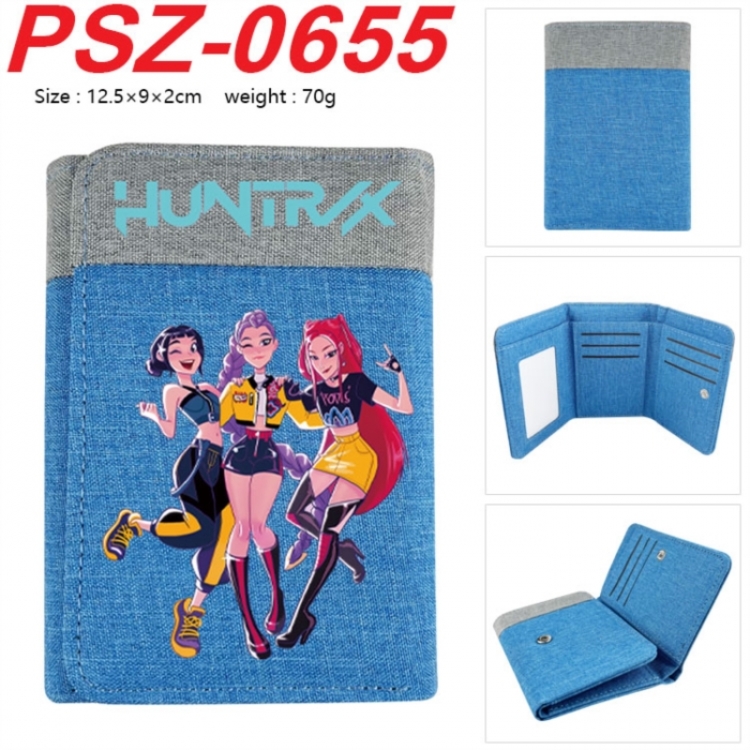 K-Pop Demon Hunters Anime color blocked three fold concealed wallet 12.5X9X2CM 70G