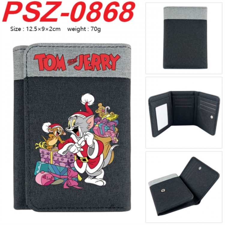 Tom and Jerry Anime color blocked three fold concealed wallet 12.5X9X2CM 70G