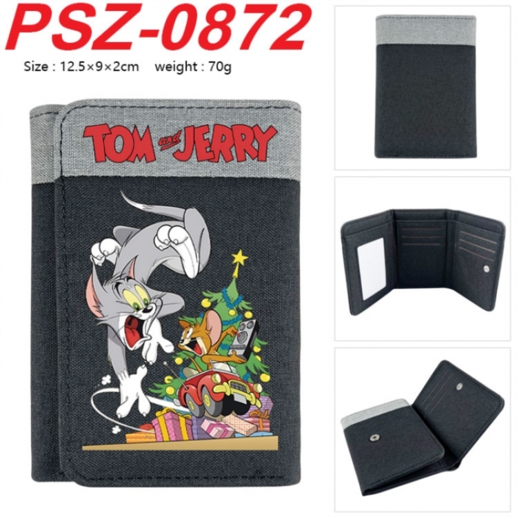 Tom and Jerry Anime color blocked three fold concealed wallet 12.5X9X2CM 70G