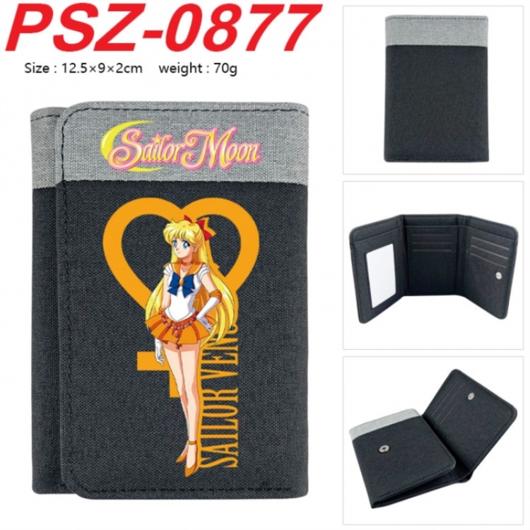 sailormoon Anime color blocked three fold concealed wallet 12.5X9X2CM 70G
