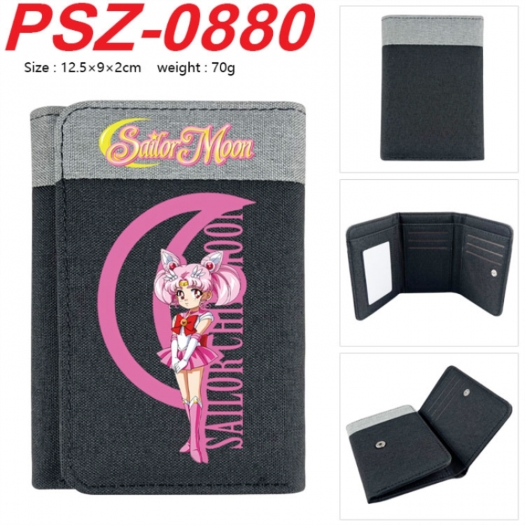sailormoon Anime color blocked three fold concealed wallet 12.5X9X2CM 70G
