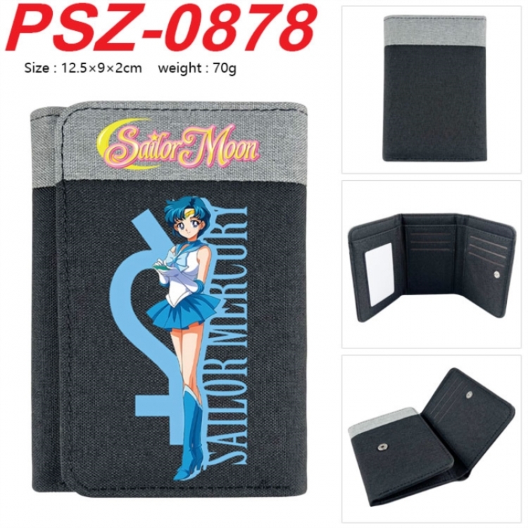 sailormoon Anime color blocked three fold concealed wallet 12.5X9X2CM 70G