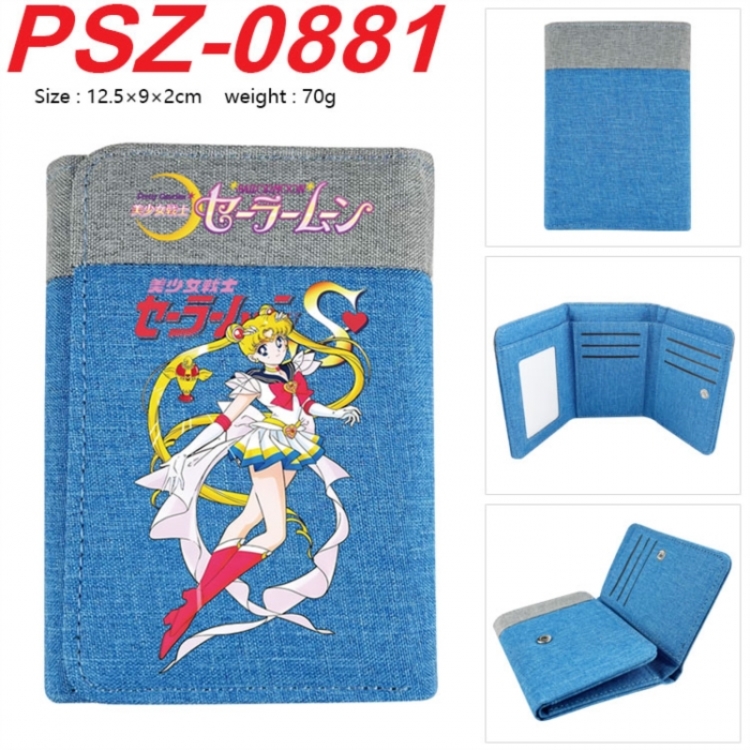 sailormoon Anime color blocked three fold concealed wallet 12.5X9X2CM 70G