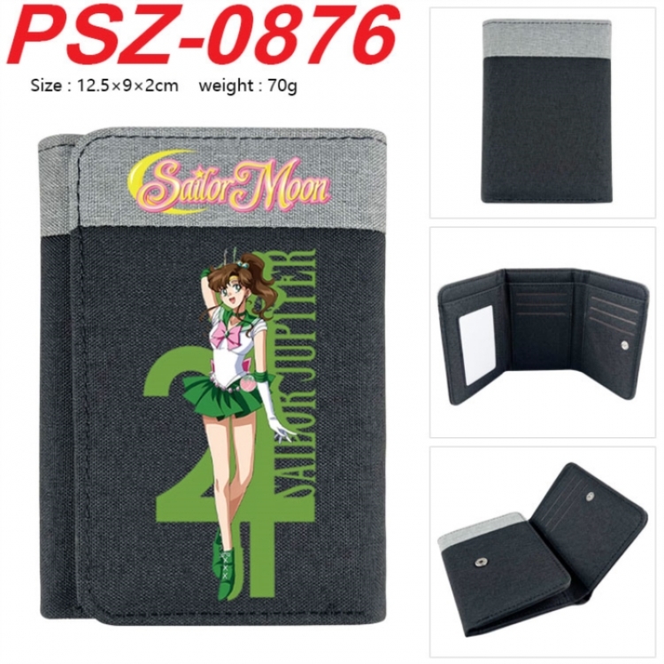 sailormoon Anime color blocked three fold concealed wallet 12.5X9X2CM 70G