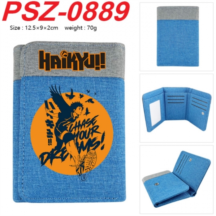 Haikyuu!! Anime color blocked three fold concealed wallet 12.5X9X2CM 70G