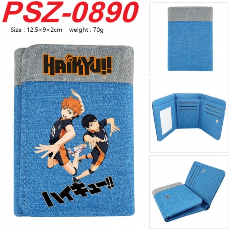 Haikyuu!! Anime color blocked three fold concealed wallet 12.5X9X2CM 70G