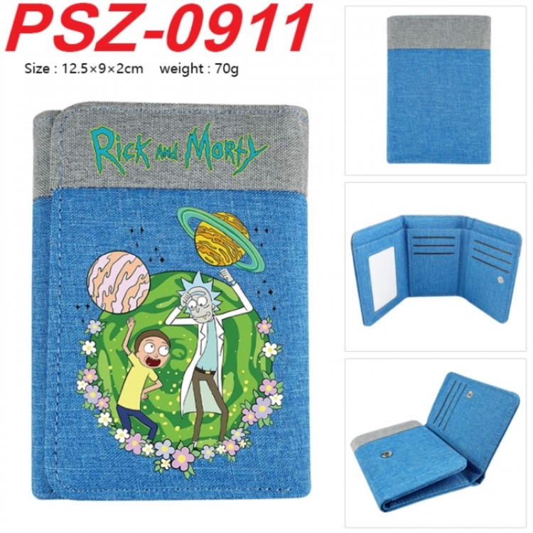 Rick and Morty Anime color blocked three fold concealed wallet 12.5X9X2CM 70G