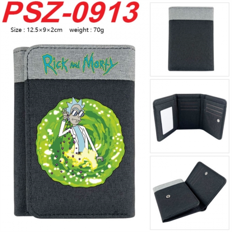 Rick and Morty Anime color blocked three fold concealed wallet 12.5X9X2CM 70G