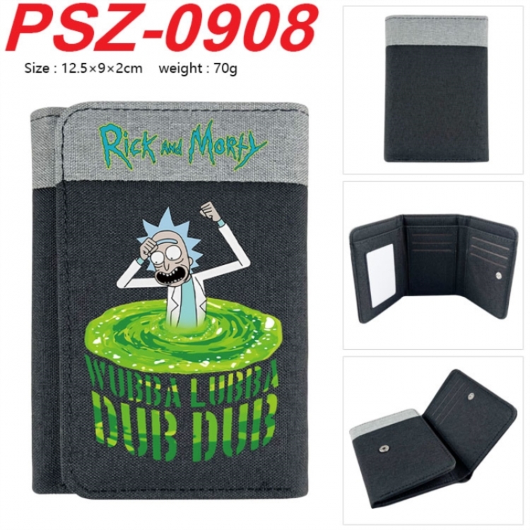 Rick and Morty Anime color blocked three fold concealed wallet 12.5X9X2CM 70G