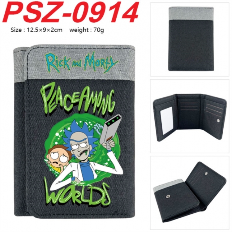 Rick and Morty Anime color blocked three fold concealed wallet 12.5X9X2CM 70G