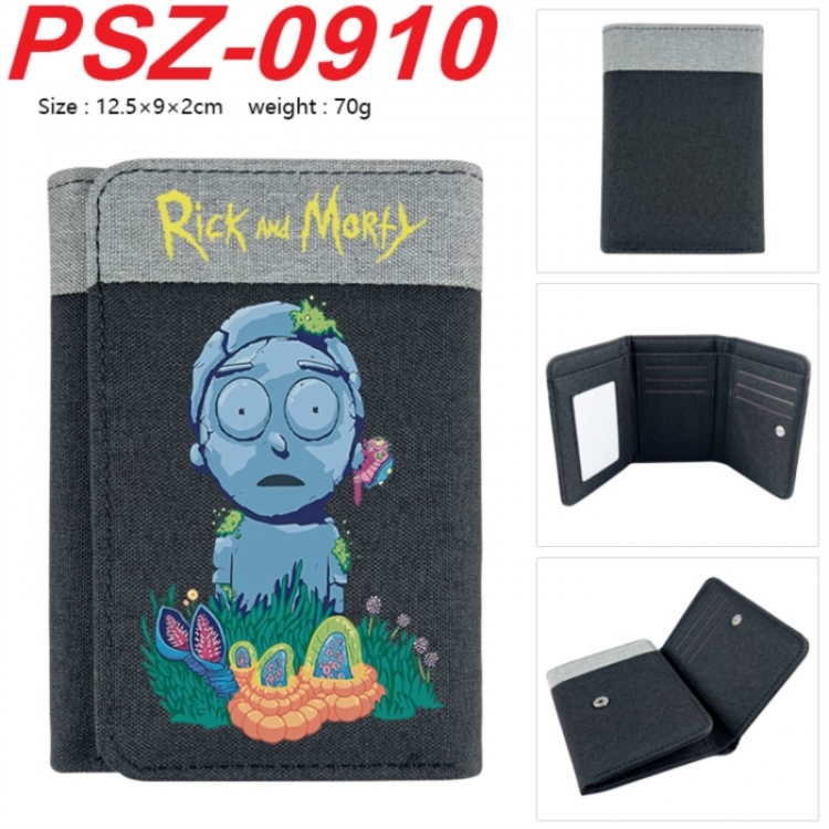 Rick and Morty Anime color blocked three fold concealed wallet 12.5X9X2CM 70G