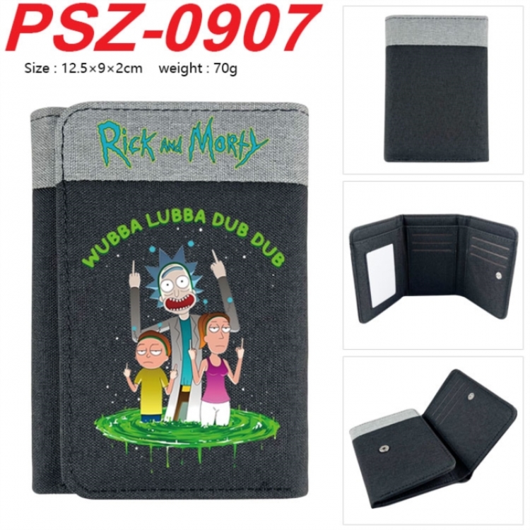 Rick and Morty Anime color blocked three fold concealed wallet 12.5X9X2CM 70G