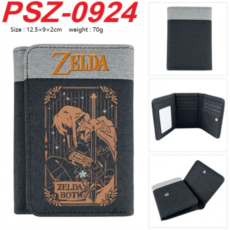 The Legend of Zelda Anime color blocked three fold concealed wallet 12.5X9X2CM 70G