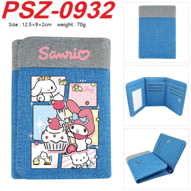 Sanrio Anime color blocked three fold concealed wallet 12.5X9X2CM 70G