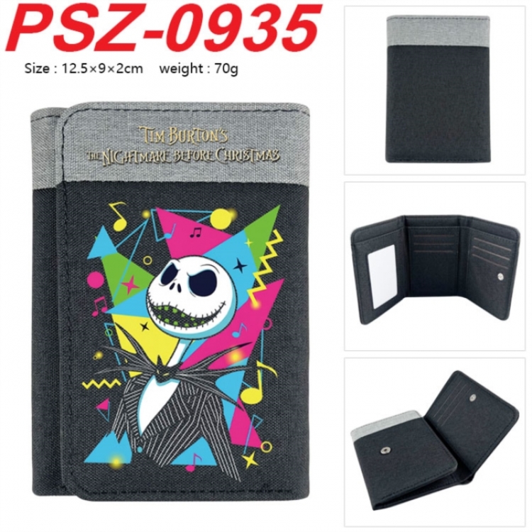 The Nightmare Before Christmas Anime color blocked three fold concealed wallet 12.5X9X2CM 70G