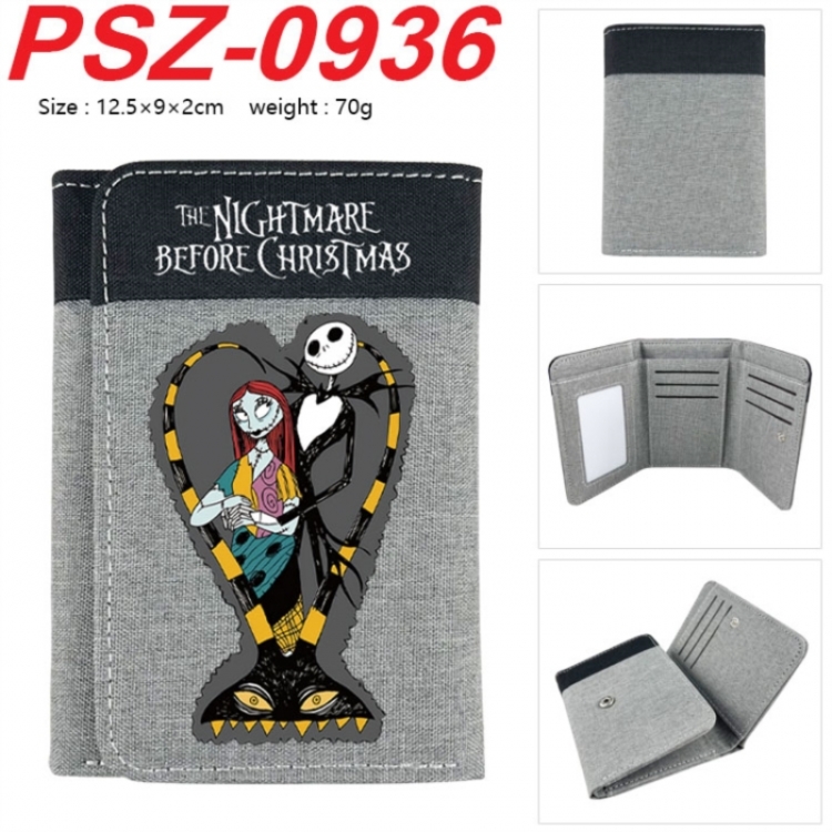 The Nightmare Before Christmas Anime color blocked three fold concealed wallet 12.5X9X2CM 70G