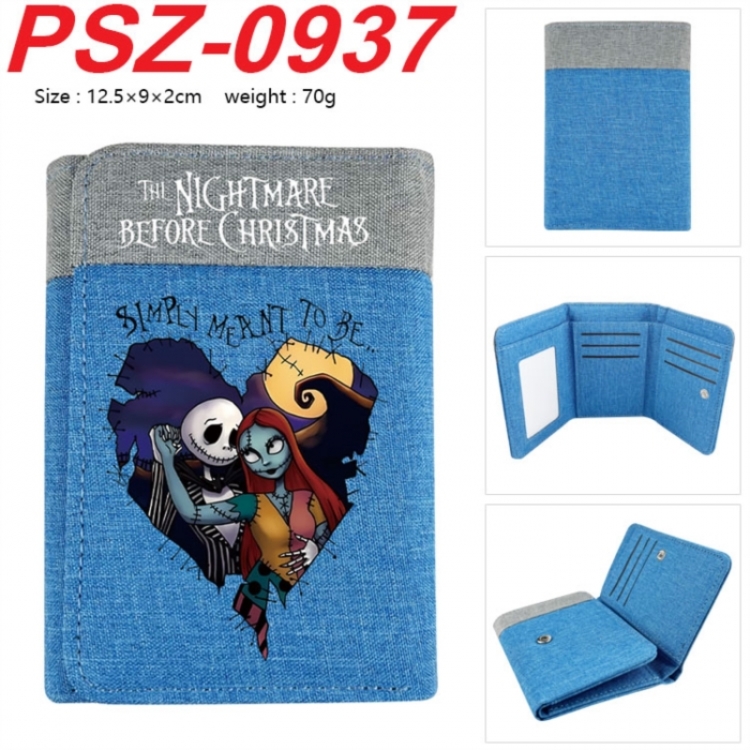 The Nightmare Before Christmas Anime color blocked three fold concealed wallet 12.5X9X2CM 70G