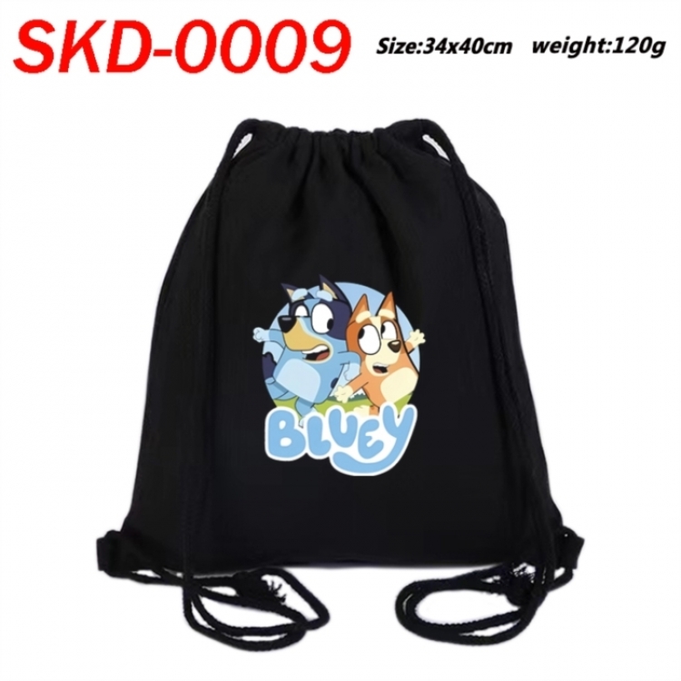 Bluey Anime-themed Canvas Drawstring Backpack Tote Bag 34x40cm