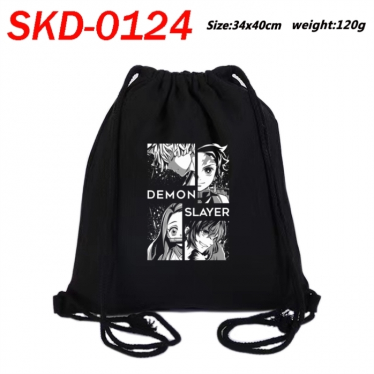 Demon Slayer Kimets Anime themed Canvas Drawstring Backpack Tote Bag 34x40cm