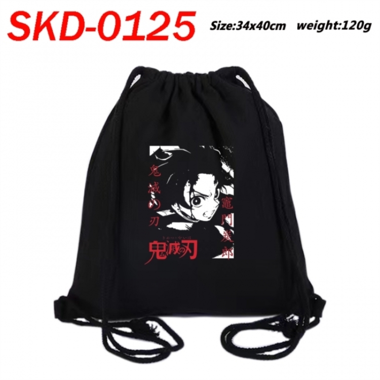 Demon Slayer Kimets Anime themed Canvas Drawstring Backpack Tote Bag 34x40cm