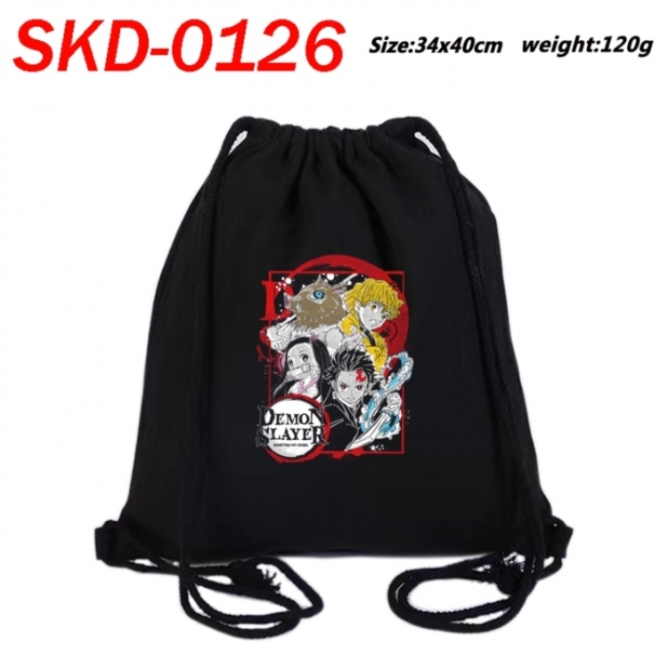 Demon Slayer Kimets Anime themed Canvas Drawstring Backpack Tote Bag 34x40cm