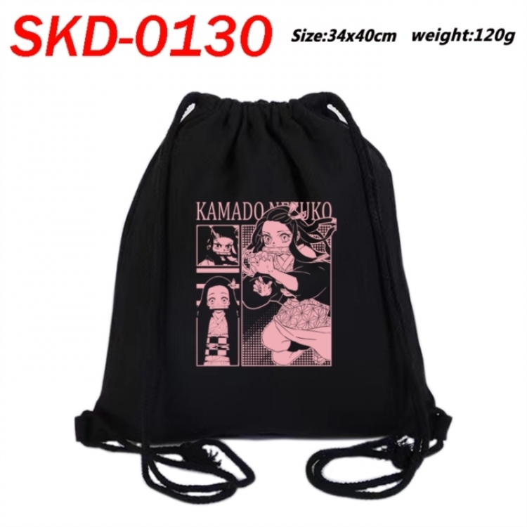 Demon Slayer Kimets Anime themed Canvas Drawstring Backpack Tote Bag 34x40cm