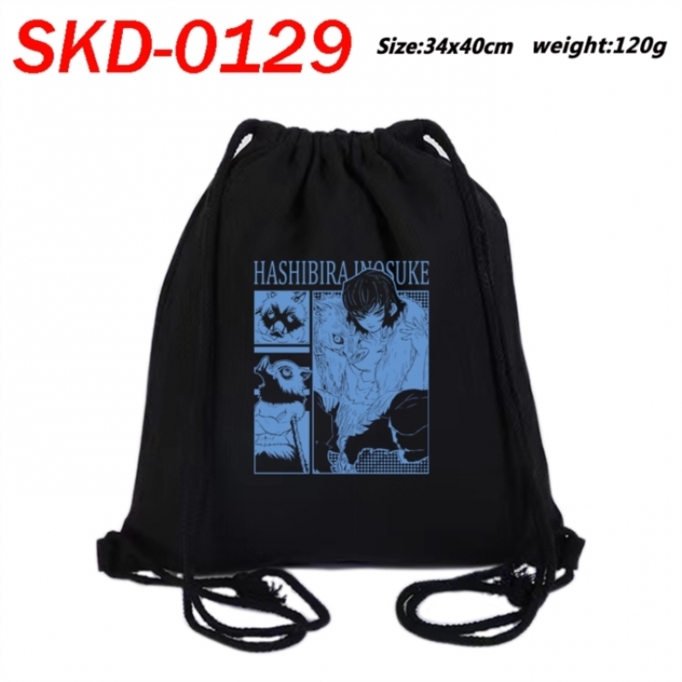 Demon Slayer Kimets Anime themed Canvas Drawstring Backpack Tote Bag 34x40cm