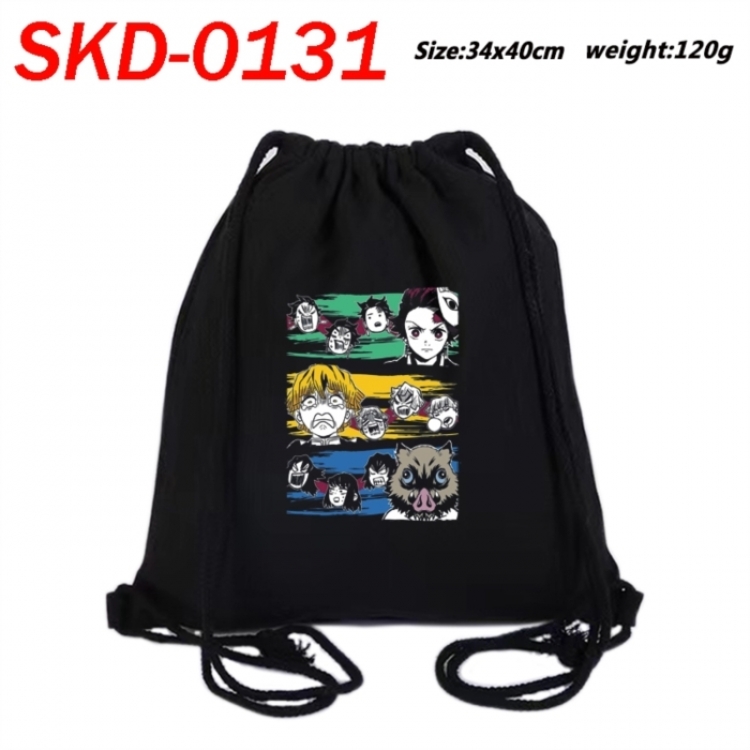 Demon Slayer Kimets Anime themed Canvas Drawstring Backpack Tote Bag 34x40cm