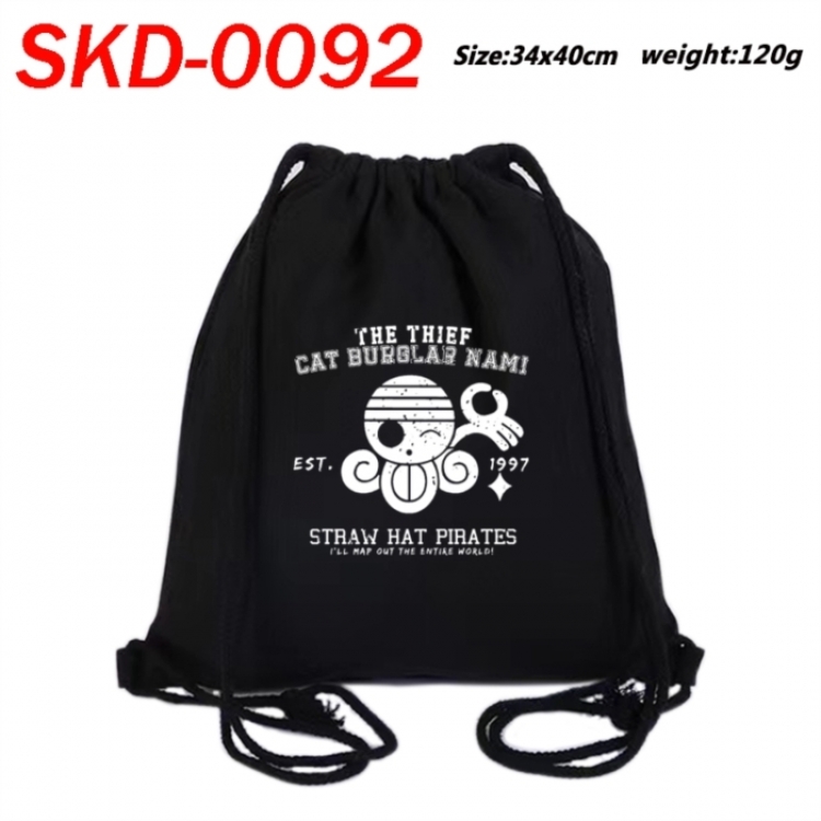 One Piece Anime themed Canvas Drawstring Backpack Tote Bag 34x40cm