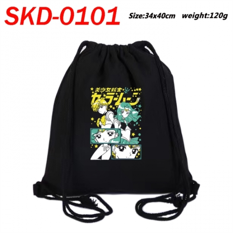 sailormoon Anime themed Canvas Drawstring Backpack Tote Bag 34x40cm