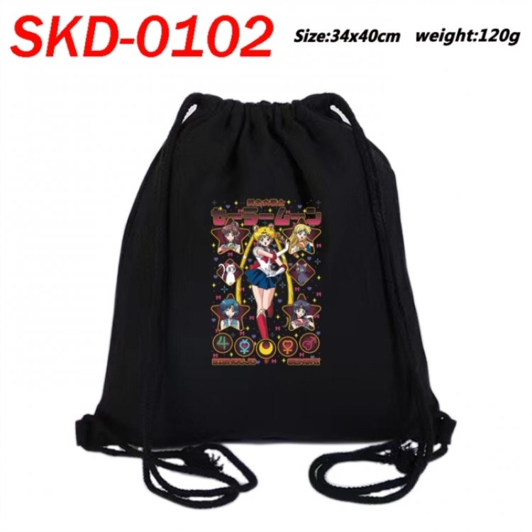 sailormoon Anime themed Canvas Drawstring Backpack Tote Bag 34x40cm