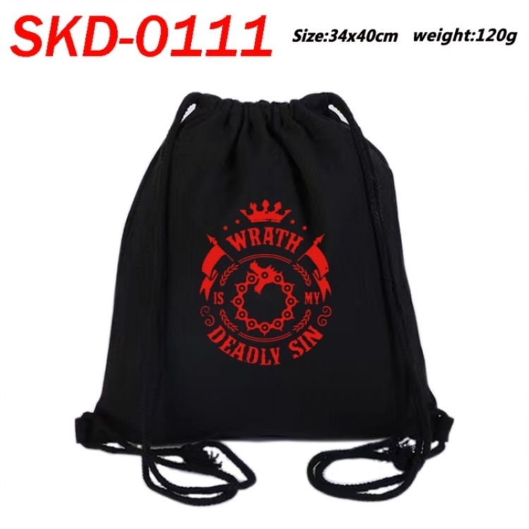 The Seven Deadly Sins Anime themed Canvas Drawstring Backpack Tote Bag 34x40cm