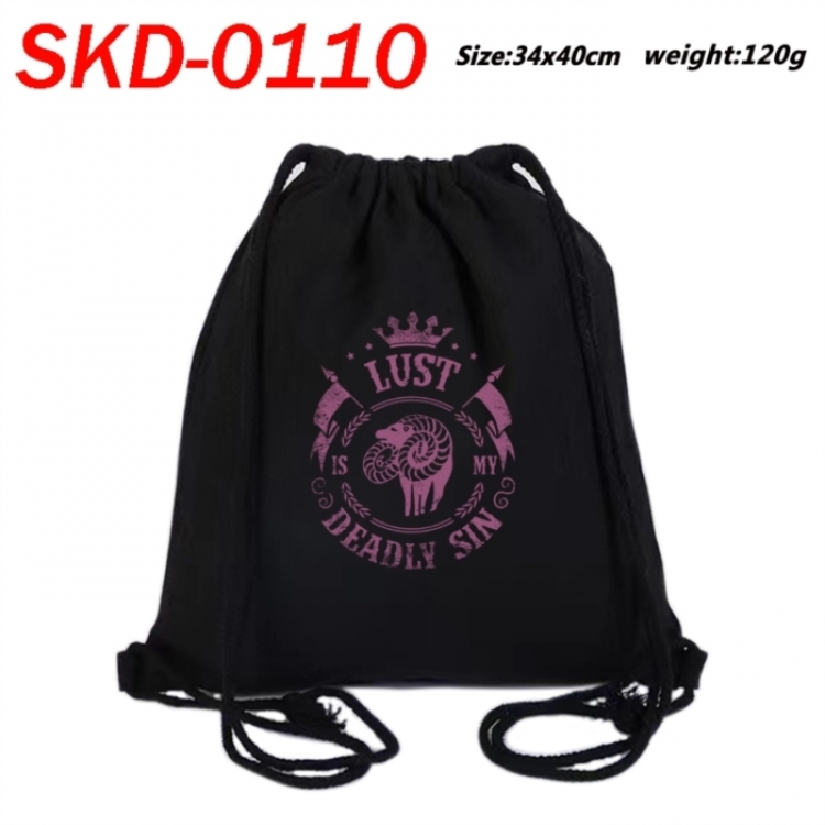 The Seven Deadly Sins Anime themed Canvas Drawstring Backpack Tote Bag 34x40cm