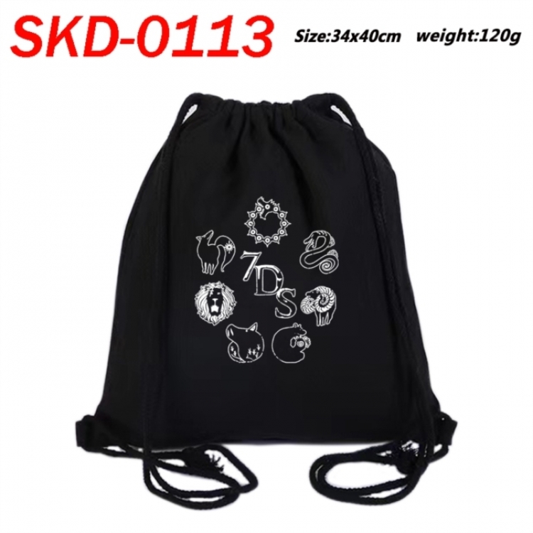 The Seven Deadly Sins Anime themed Canvas Drawstring Backpack Tote Bag 34x40cm